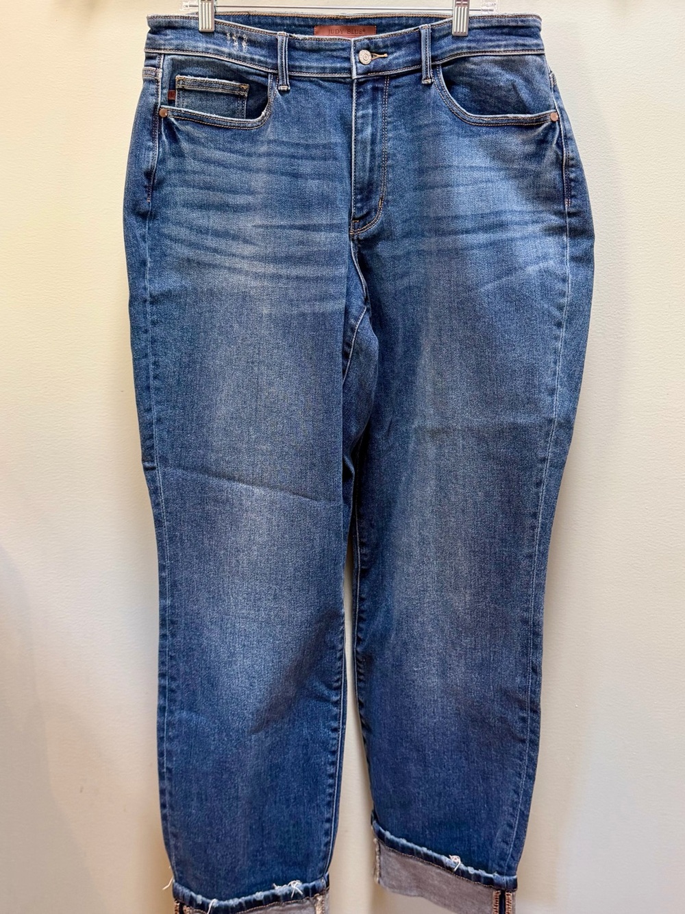 Judy Blue Medium Blue Relaxed Boyfriend Fit Jeans 14W Waist 32” Inseam 28”